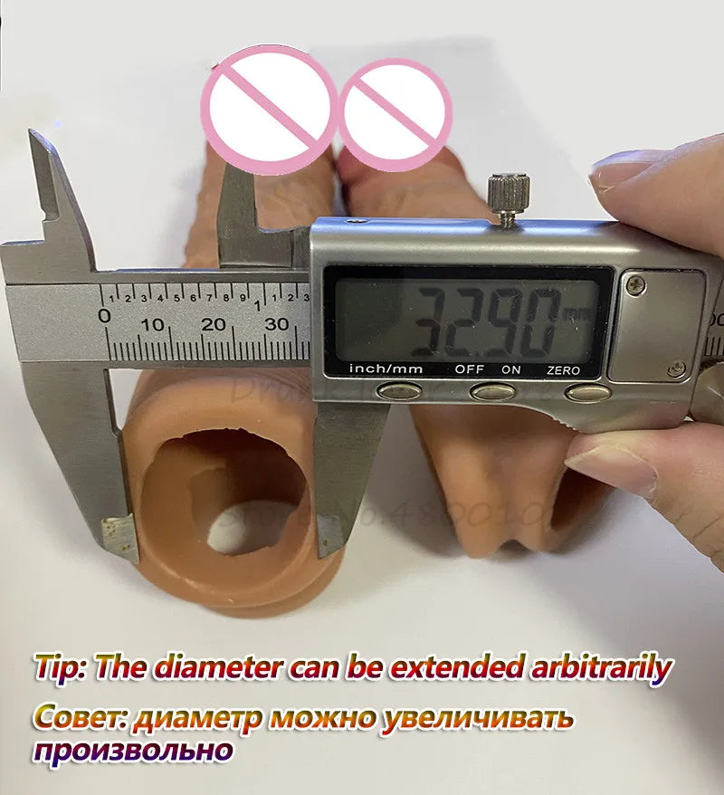 Realistic Cock Sleeve Male Enlarger - Lifelike Bareskin Penis Sheath Sex Toys for Men Gay