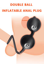 Inflatable Dildo Anal Plug - Dual Steel Ball Build-in Resizable Butt Plug Sex Toys for Men Women