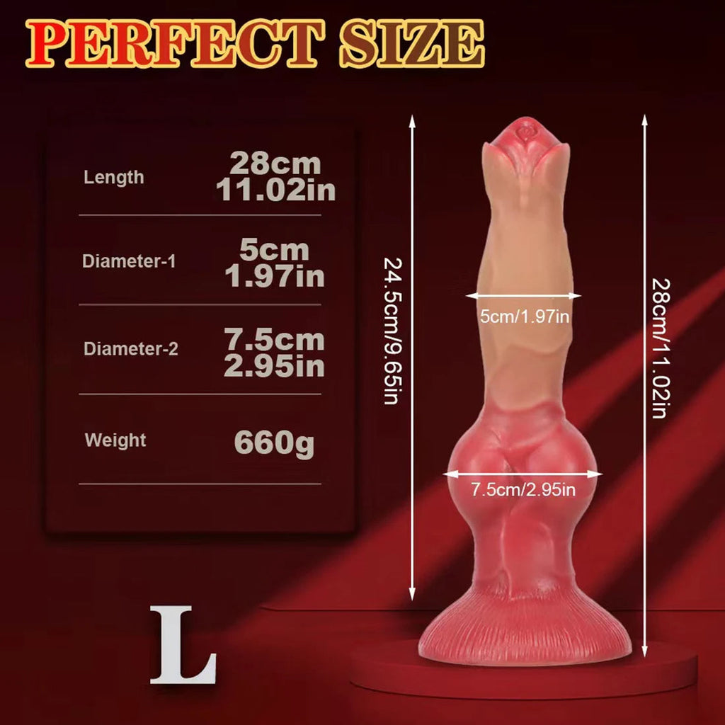 Realistic Dog Dildo Butt Plug - Huge Flesh Silicone Dildo with Big Suction Cup.