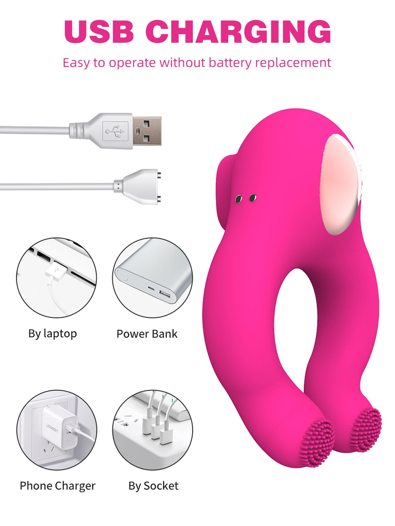 Tongue Licking Oral Sex Vibrator - Penis Cock Ring Clit Sucking Couple Sex Toys Stimulator