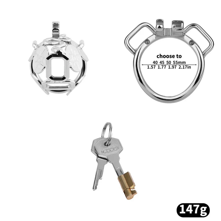 Solar Serpent Stainless Steel Chastity Cage – Coiled Snake Design