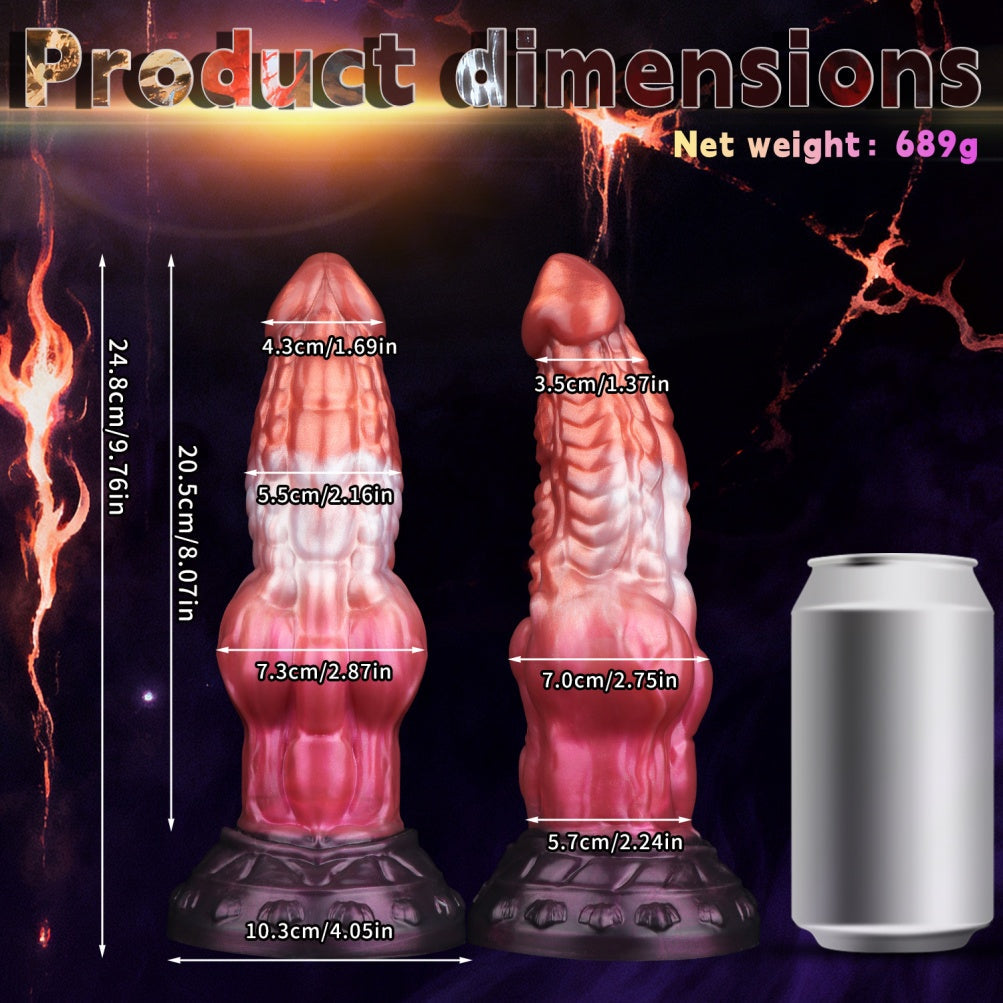 Blood-Red Dragon Dildo | 9" Flared Knot Monster Cock | Dual-Density Silicone | Domlust