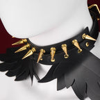 Bettie Bondage Black Leather Spiked Collar - Submissive Couple Strapon BDSM Toys