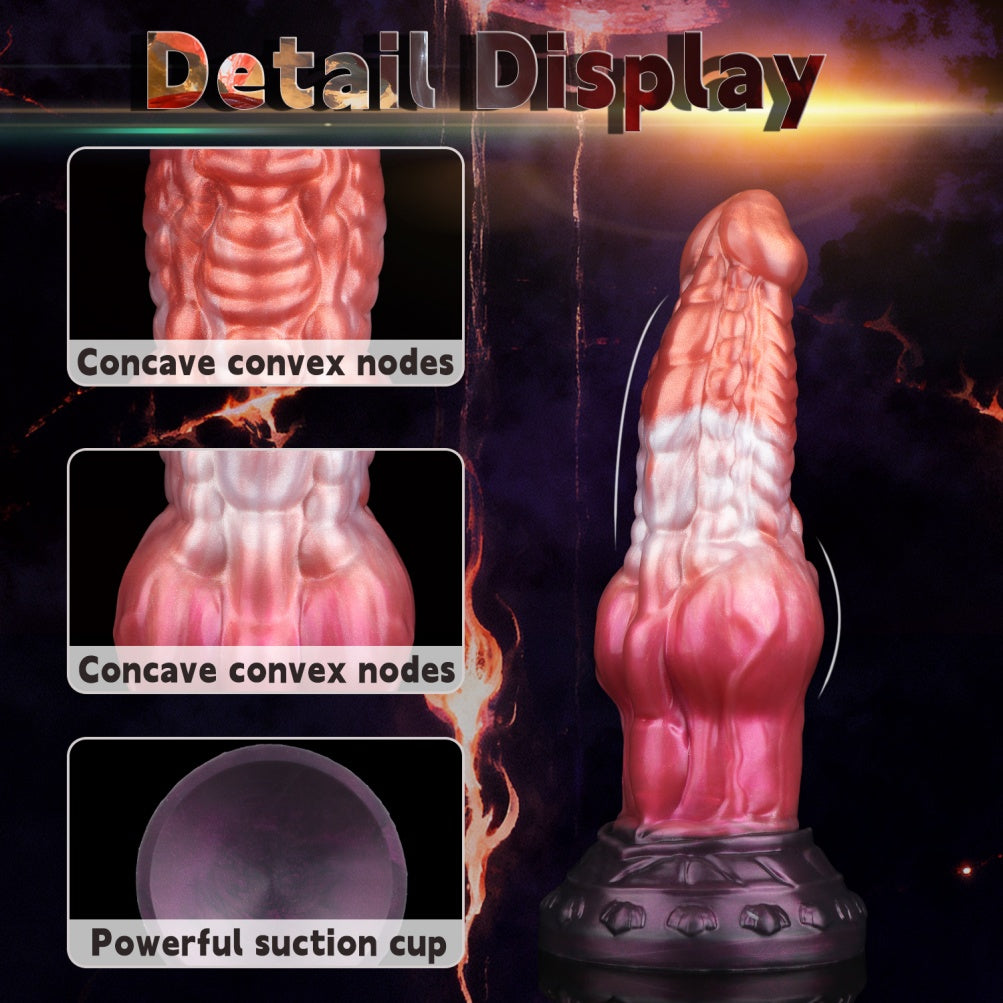Blood-Red Dragon Dildo | 9" Flared Knot Monster Cock | Dual-Density Silicone | Domlust