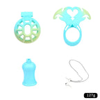 Succubus Heart Chastity Cage – ABS Male Chastity Device with Plate | Short & Long Cage | 3 Ring Sizes | Optional Three-Way Belt