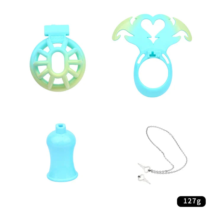 Succubus Heart Chastity Cage – ABS Male Chastity Device with Plate | Short & Long Cage | 3 Ring Sizes | Optional Three-Way Belt