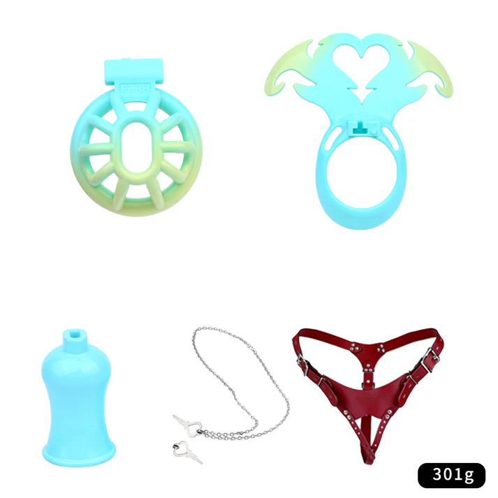 Succubus Heart Chastity Cage – ABS Male Chastity Device with Plate | Short & Long Cage | 3 Ring Sizes | Optional Three-Way Belt