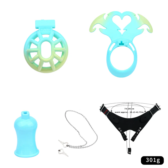 Succubus Heart Chastity Cage – ABS Male Chastity Device with Plate | Short & Long Cage | 3 Ring Sizes | Optional Three-Way Belt