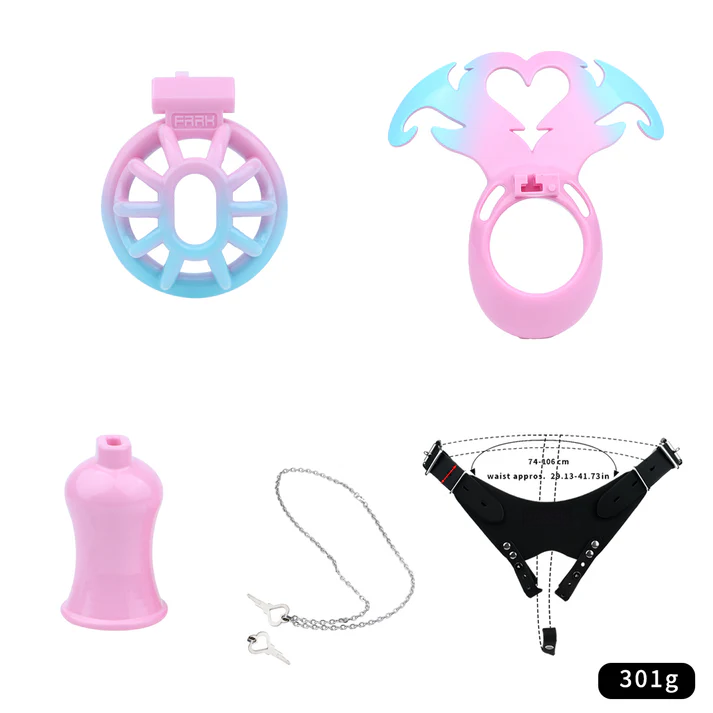Succubus Heart Chastity Cage – ABS Male Chastity Device with Plate | Short & Long Cage | 3 Ring Sizes | Optional Three-Way Belt