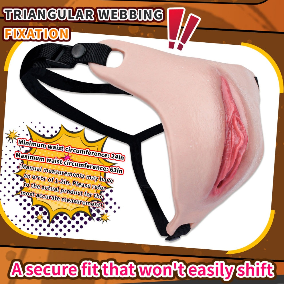 Realistic Silicone Fake Vagina Pussy Pants for Crossdressing | Platinum-Cured Wearable Artificial Vagina with Strap-On Harness