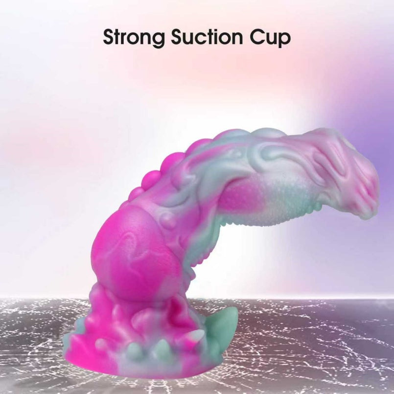 Monster Dog Dildo – Suction Cup Platinum Silicone | 9 Inch Fantasy Swirl | Ribbed Shaft | Domlust