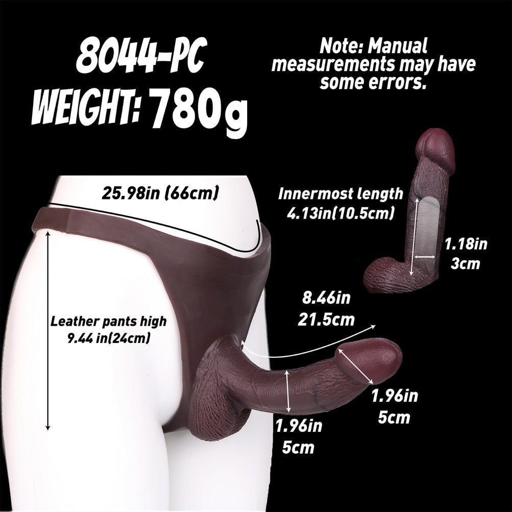 Black Hollow Dildo Penissleeve Extender Pants - Wearable Silicone Sheath Underwear for Men