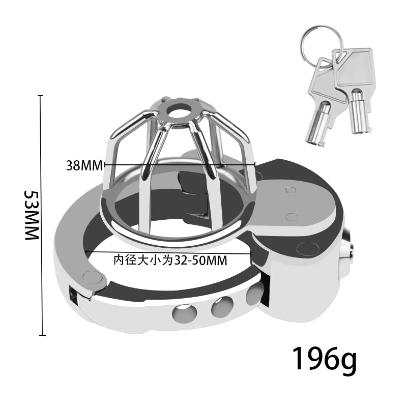 Stainless Steel Chastity Device for Men | Cock Cage with 6-Level Adjustable Fit (32–50mm)