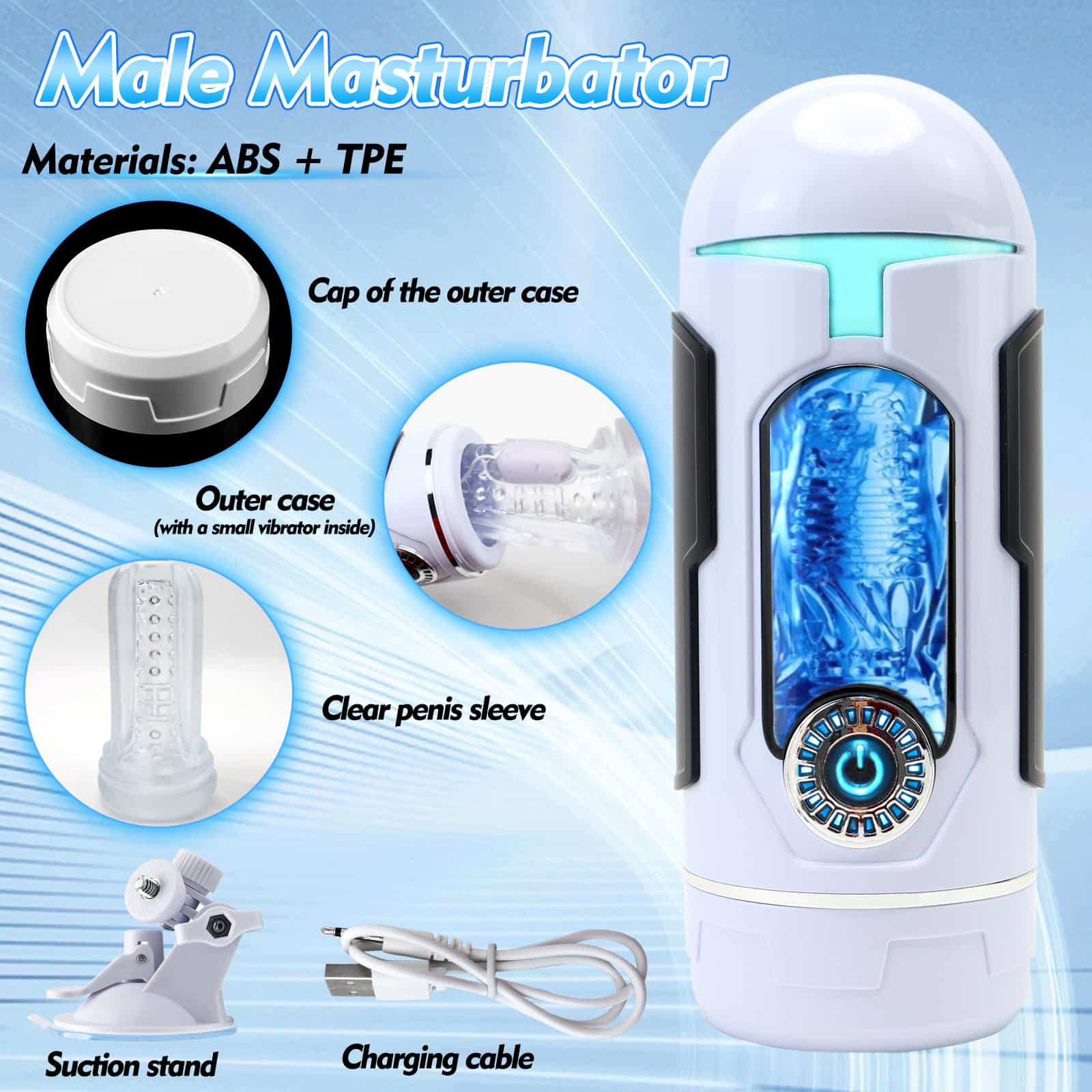 10 Vibration Modes Penis Sleeve Male Vibrating Masturbator - Tarisss Sex Toy Store