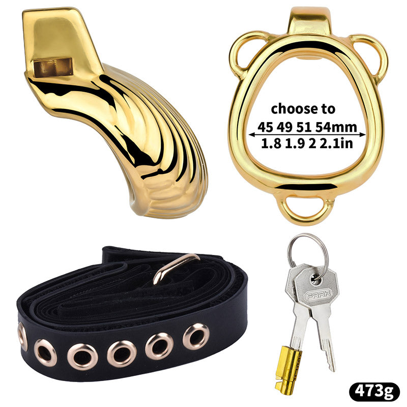 Small Gold Shell-Shaped Chastity Cage – Comfortable & Venus’ Shell Lock