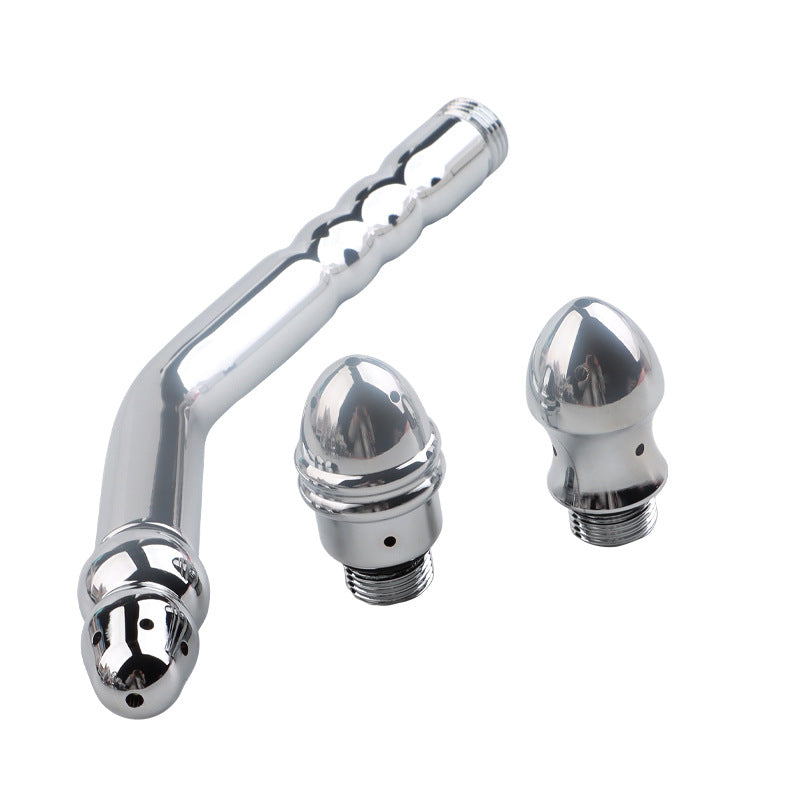 Metal Bidet Anal Douche Cleansing Kit - Faucet Enema Stainless Butt Cleaner with 3 Changing Head