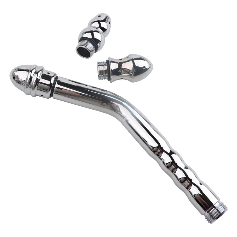 Metal Bidet Anal Douche Cleansing Kit - Faucet Enema Stainless Butt Cleaner with 3 Changing Head