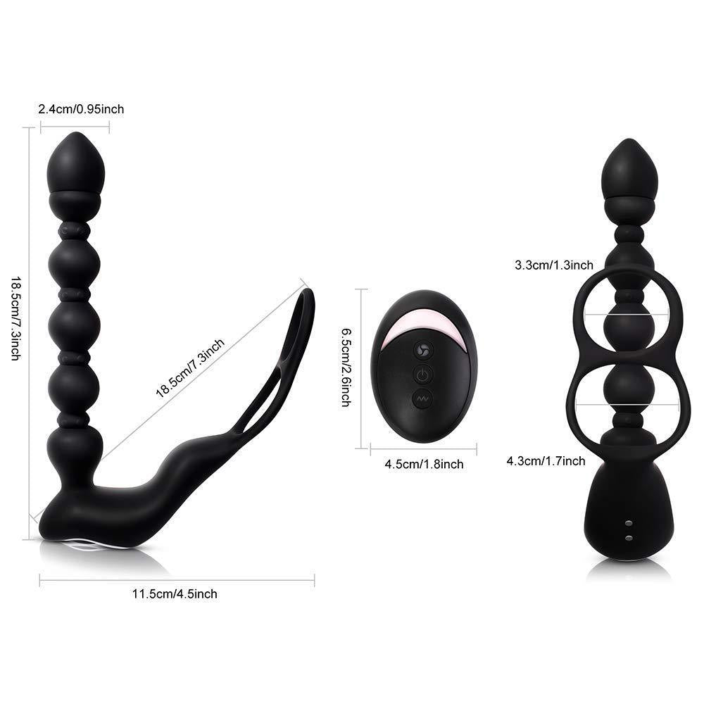 Remote Control Anal Beads Prostate Massager - Vibrating Cock Ring Male Sex Toys
