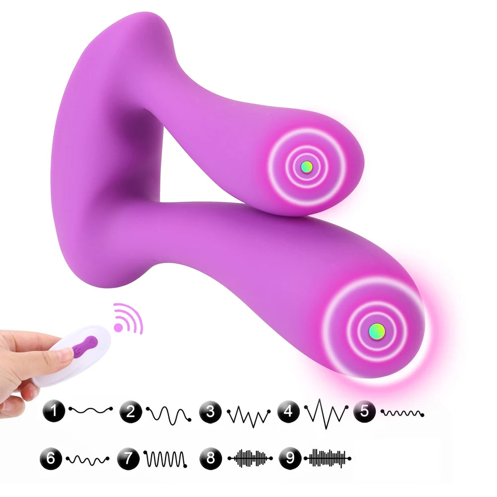 Remote Control Double Dildo Vibrator- Vibrating Butt Plug Panty Sex Toys