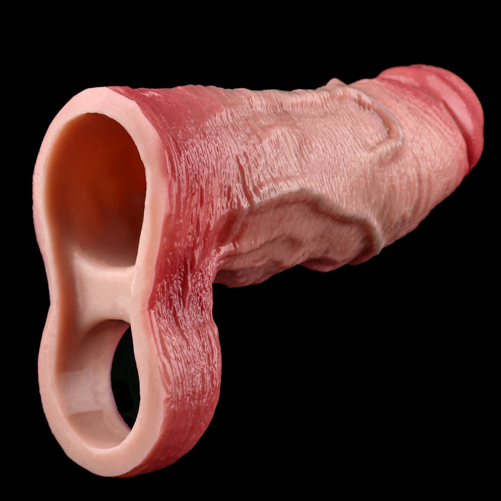 Realistic Cock Sleeve Penis Sheath - 7-inch Open End Lifelike Silicone Extender for Men