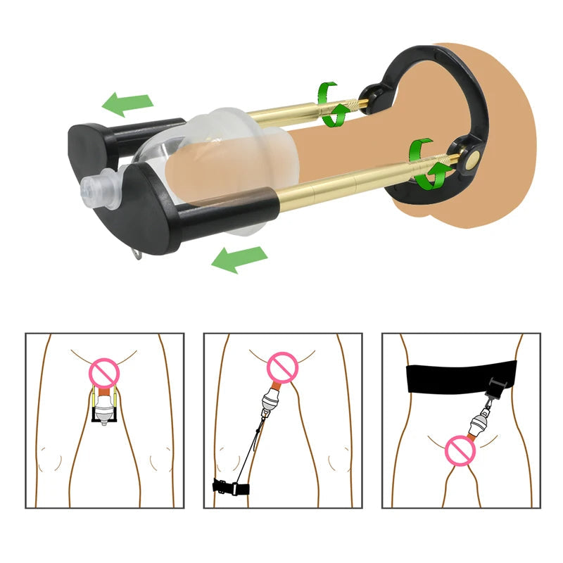 Vacuum Penis Pump Extender – Adjustable Enlargement Device with Strap-On Harness & Sleeve Support