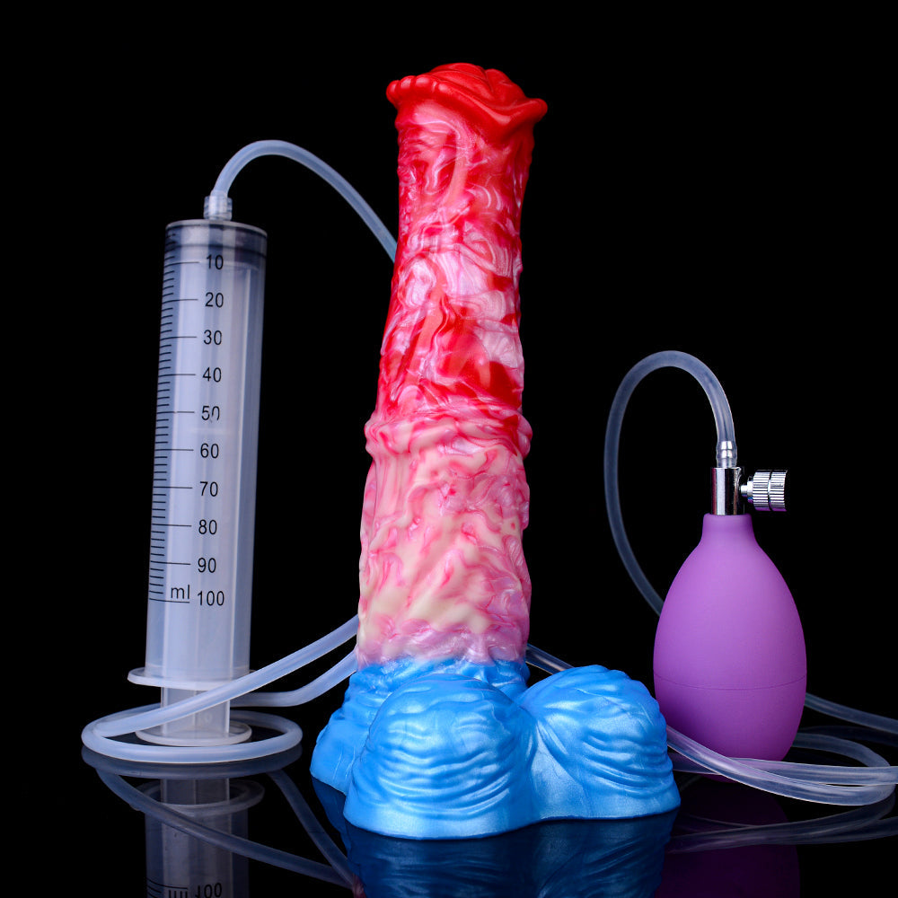 Inflatable Monsterdildo Ejaculating Dildo Butt Plug - Sillicone Horse Dick Vaginal Masturbator