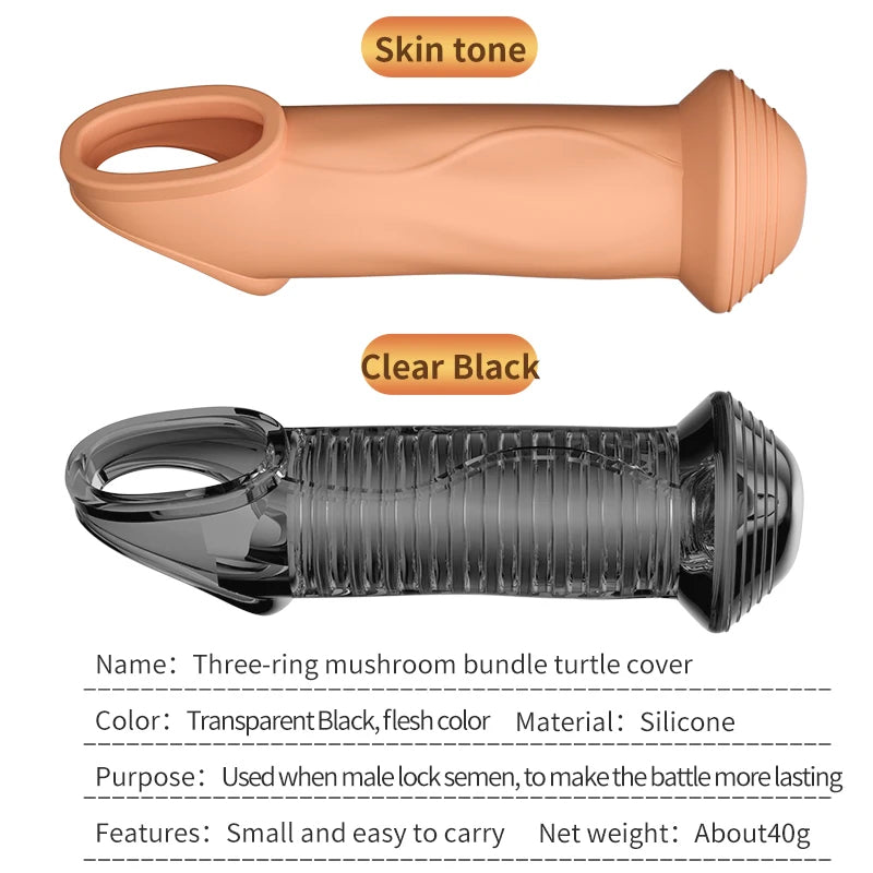 Jelly Cockring Penis Sleeve Sheath - Cock Extender Stand-to-Pee Delay Ejaculation Male Sex Toy