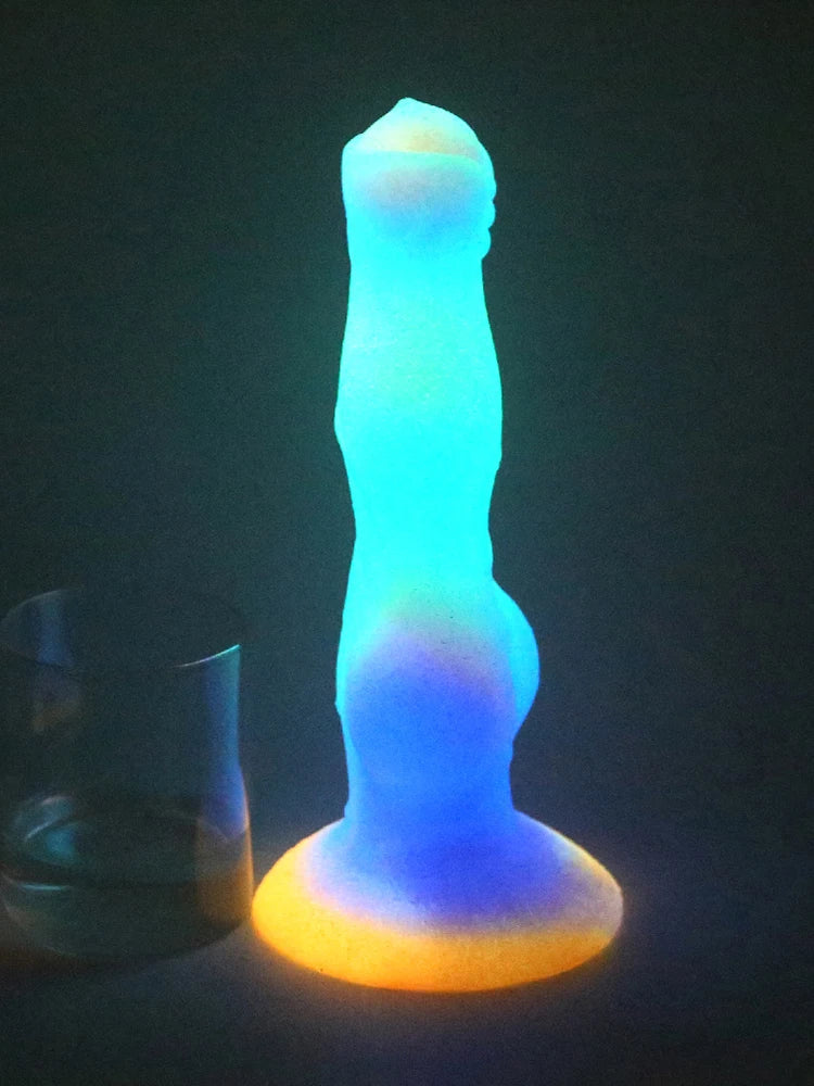 Luminous Dogdildo Fantasy Anal Plug - Silicone Knotted Animal Dildos Vagina Prostate Massager