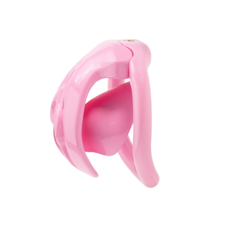 Realistic Vulva Shaped Chastity Cage Set – Pink & Black | Adjustable Flatness (-10 / -5 / 0) | 4 Progressive Ring Sizes