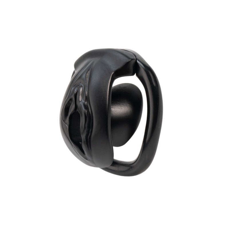 Realistic Vulva Shaped Chastity Cage Set – Pink & Black | Adjustable Flatness (-10 / -5 / 0) | 4 Progressive Ring Sizes