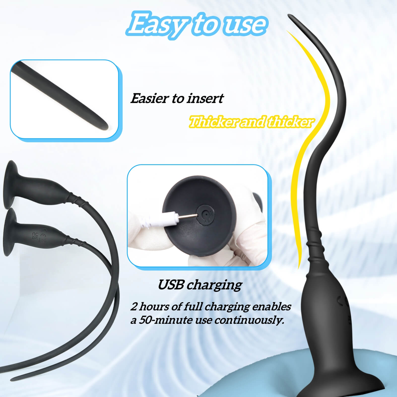 11 Inch Black Silicone Vibrating Penis Plug - Tarisss Sex Toy Store