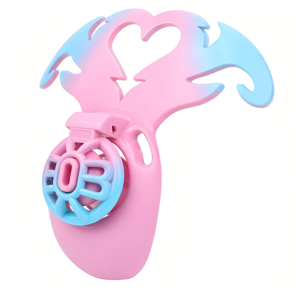 Succubus Heart Chastity Cage – ABS Male Chastity Device with Plate | Short & Long Cage | 3 Ring Sizes | Optional Three-Way Belt