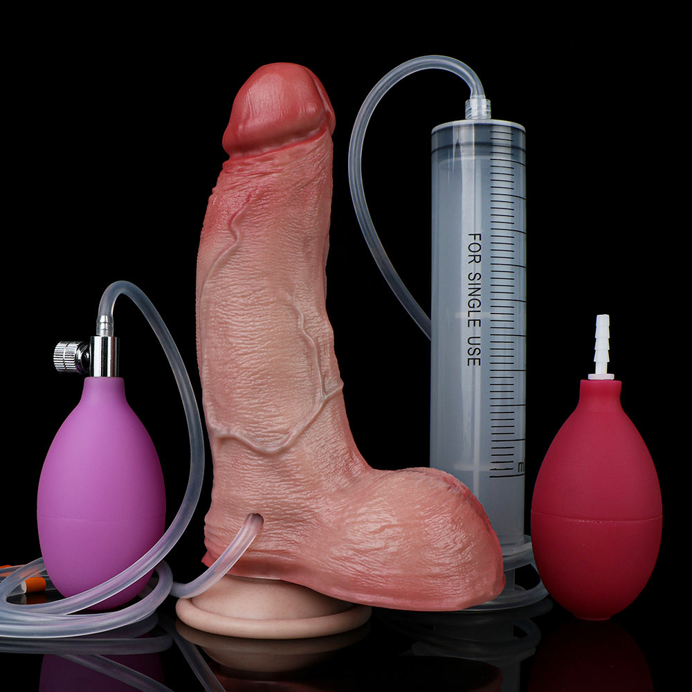 Strapless Realistic Dildo Squirting Inflatable Butt Plug - Suction Cup Silicone Women Anal Toys