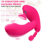 Realistic Vibrating Dildo Clit Sucking Anal Beads Women Vibrator - 3-in-1 Remote Control Female Sex Toy