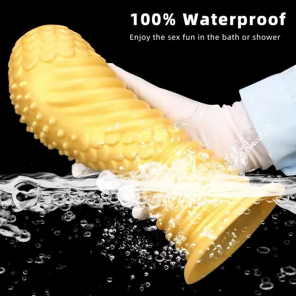 Big Giant Dildo Butt Plug - Golden Huge Knotted Dildos Anal Expansion Dilator Sex Toys
