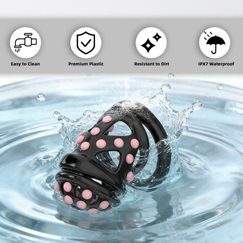 Silicone Soft Nail Chastity Cage | Male Chastity Device with Airport-Security Plastic Lock – 3 Wearing Methods, Pink/Black/Purple, S/M Sizes
