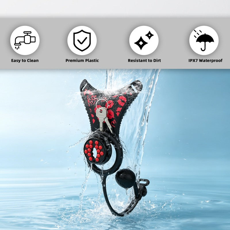 Flat Head Silicone Chastity Harness with Vibrating Plug & Remote Control-GSD Series