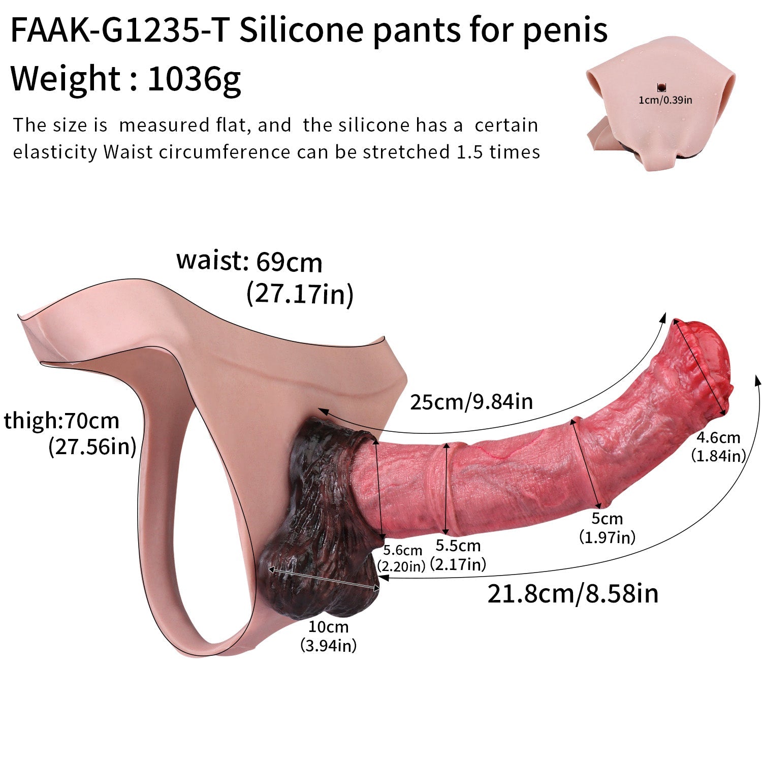 Horse Cock Sleeve Panty — Wearable Platinum Silicone Fantasy Penis Extender with Vibration