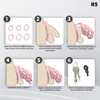 Heart-Shaped Hollow Silicone Chastity Cage | Male S/M 6 Rings, Key Lock (R5)
