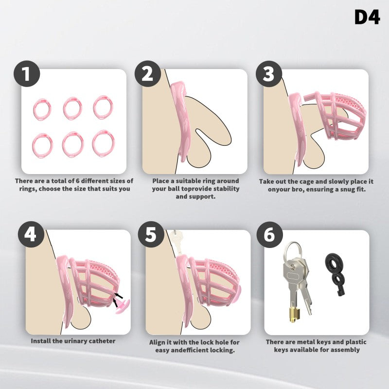 Honeycomb Mesh Adjustable Chastity Cage with Harness Strap (D4)