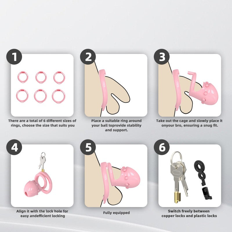 Adjustable Chastity Cage with Removable Silicone Studs | Remote Plug Compatible Locking Device