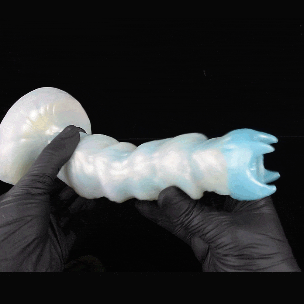 Ovipositor Dildo – Platinum Silicone Monster Egg-Laying Fantasy | DarcoSilk Blue | 9.8 Inch
