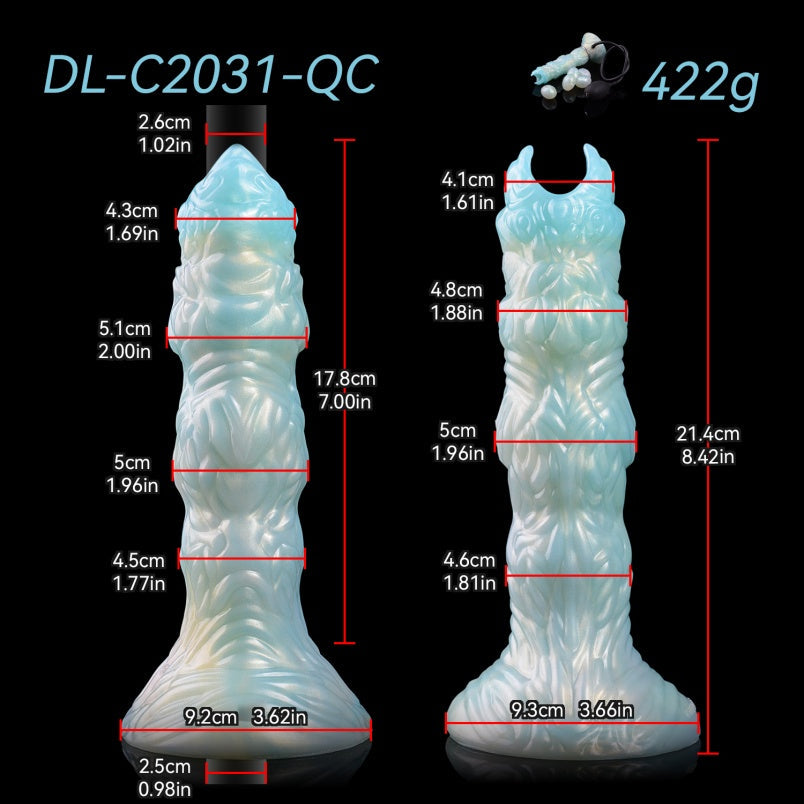 Ovipositor Dildo – Platinum Silicone Monster Egg-Laying Fantasy | DarcoSilk Blue | 9.8 Inch