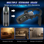 Tongue Licking Male Masturbator Vibrator - Water Shower Rotating Penis Massage Blowjob Sex Machine