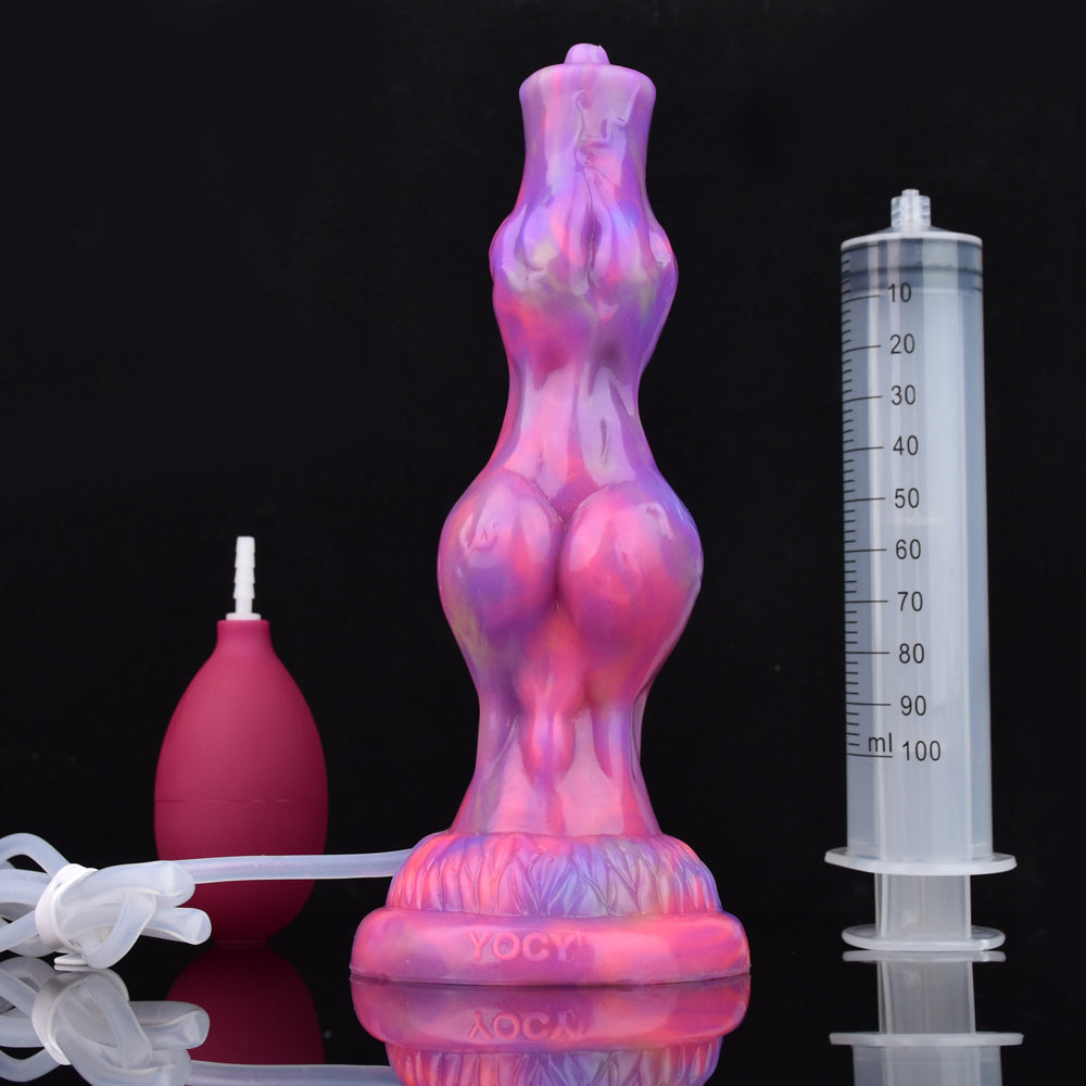 Domlust NightKnot – Glow-in-the-Dark Knotted Dog Dildo | Squirting Platinum Silicone Fantasy Toy