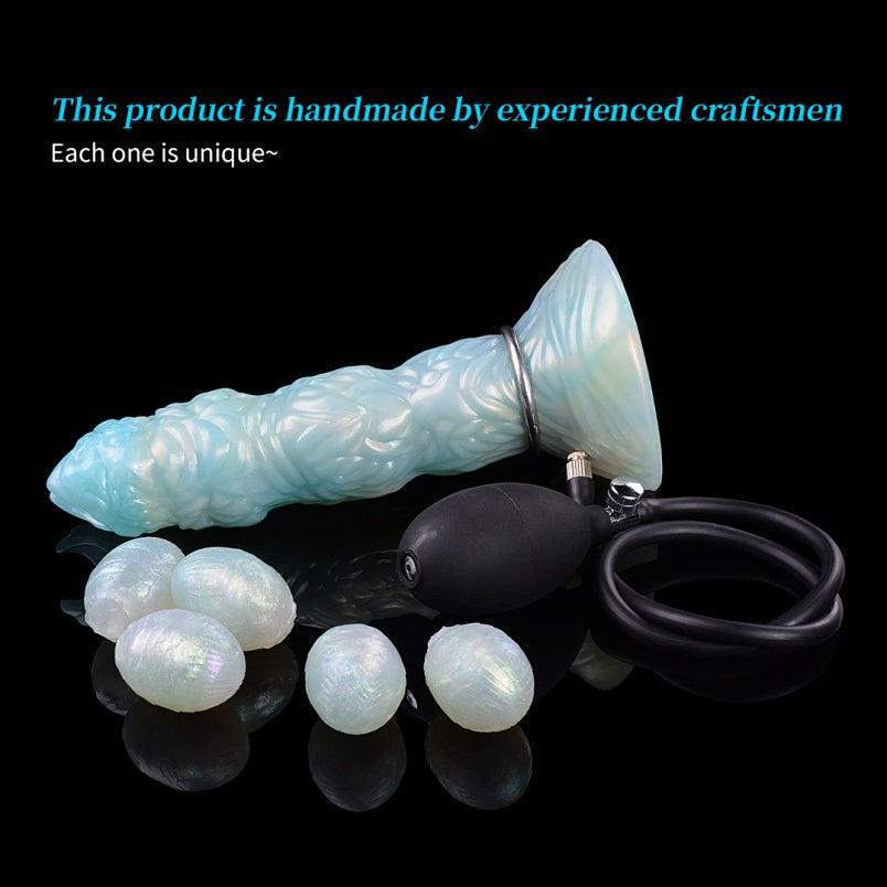 Ovipositor Dildo – Platinum Silicone Monster Egg-Laying Fantasy | DarcoSilk Blue | 9.8 Inch