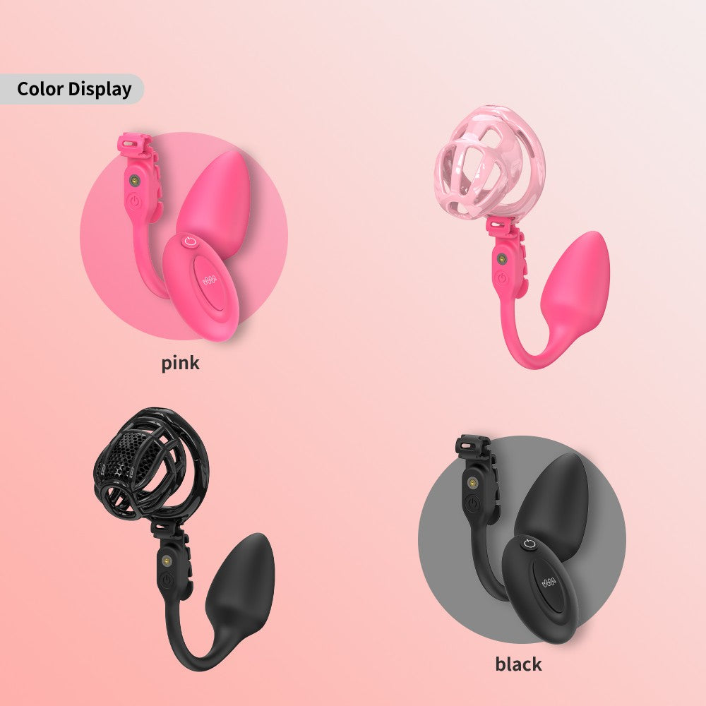 Vibrating Anal Plug for Chastity Cage – Adjustable Strap Prostate Massager with 10 Modes (Remote Control, Silicone)