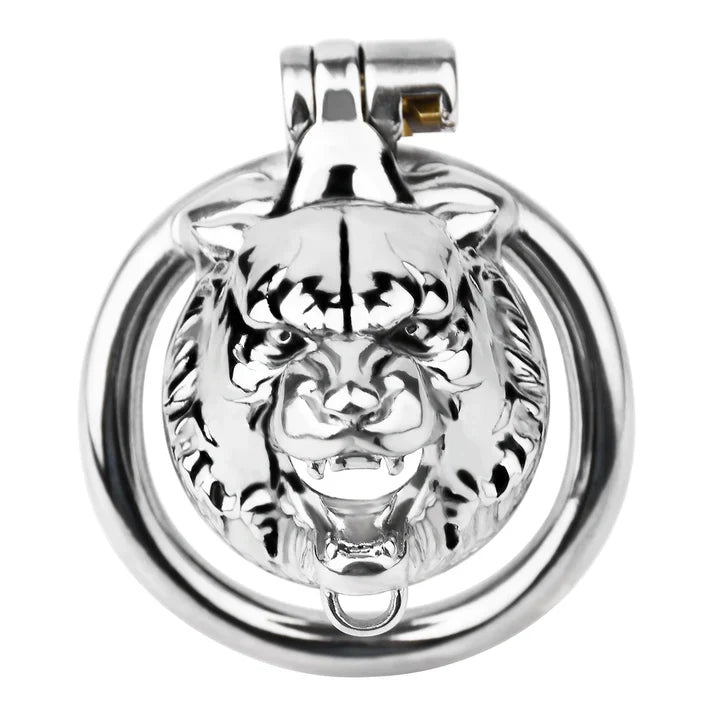 Metal Beast Tiger & Bull Chastity Cage with Bell