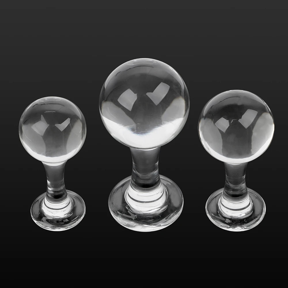 Glass Dildo Butt Plug - 40-60mm Big Ball Pyrex Crystal Anal Plug Sex Toys
