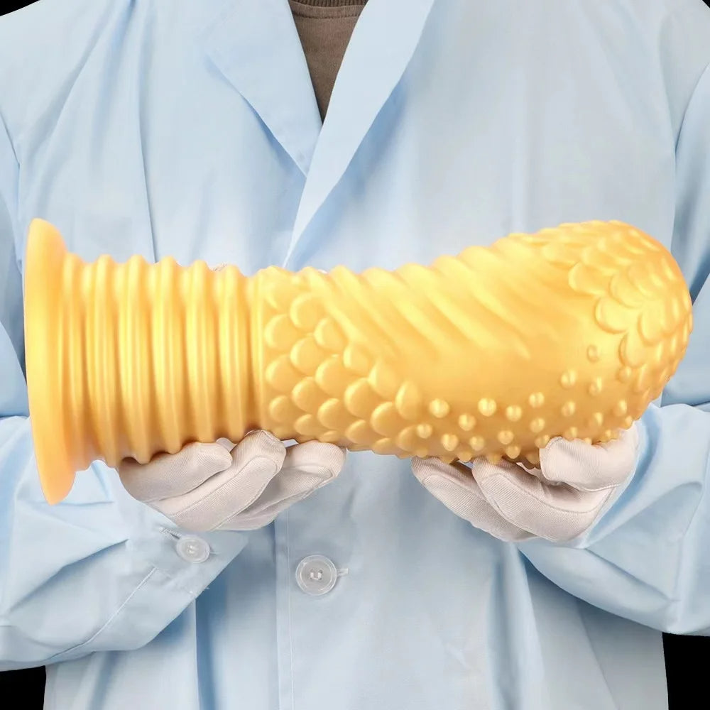Big Giant Dildo Butt Plug - Golden Huge Knotted Dildos Anal Expansion Dilator Sex Toys